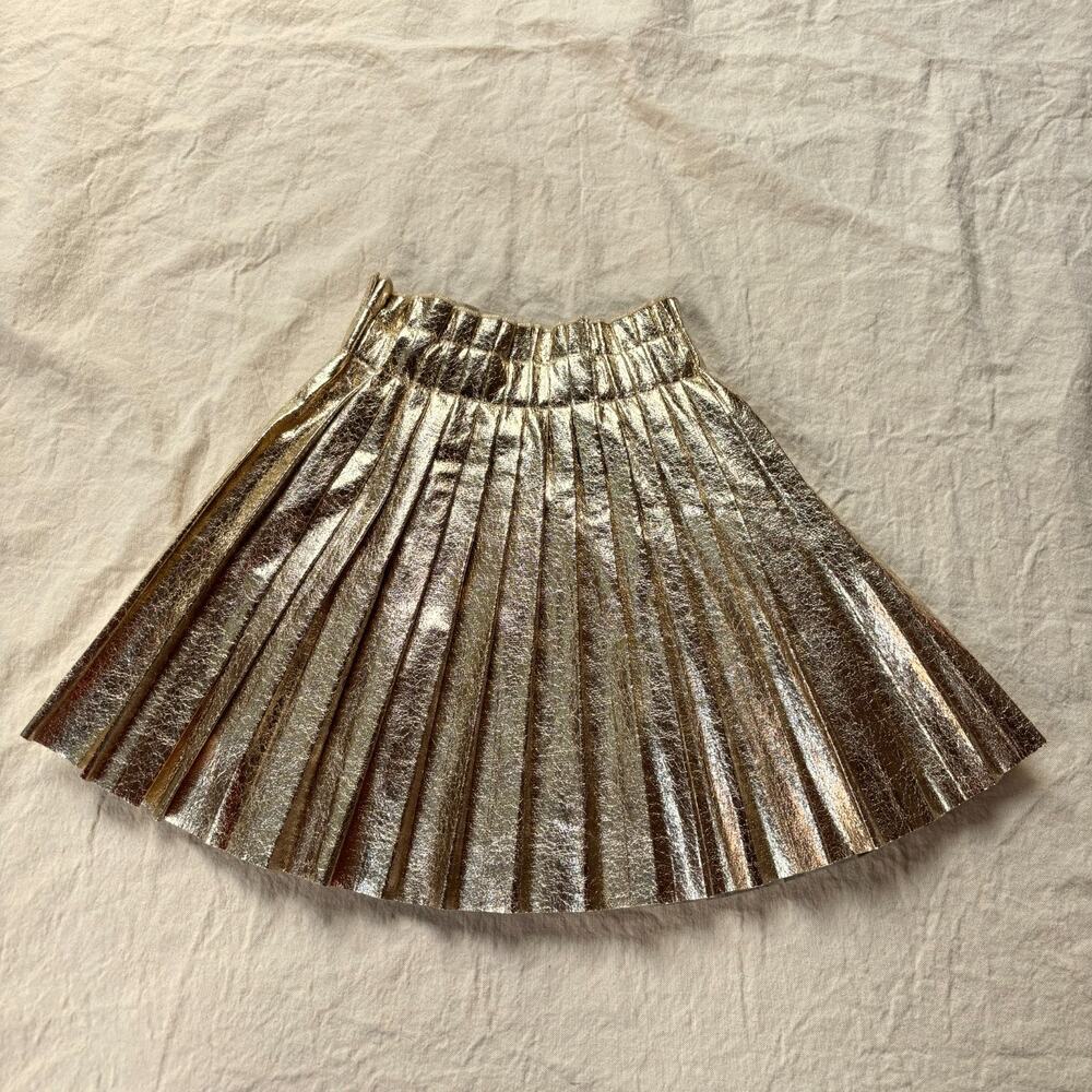 Lola + The Boys Girls Gold Metallic Pleated Skirt Size 10